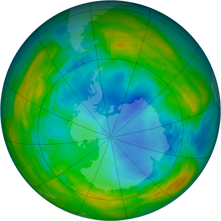 Antarctic ozone map for 29 July 1990